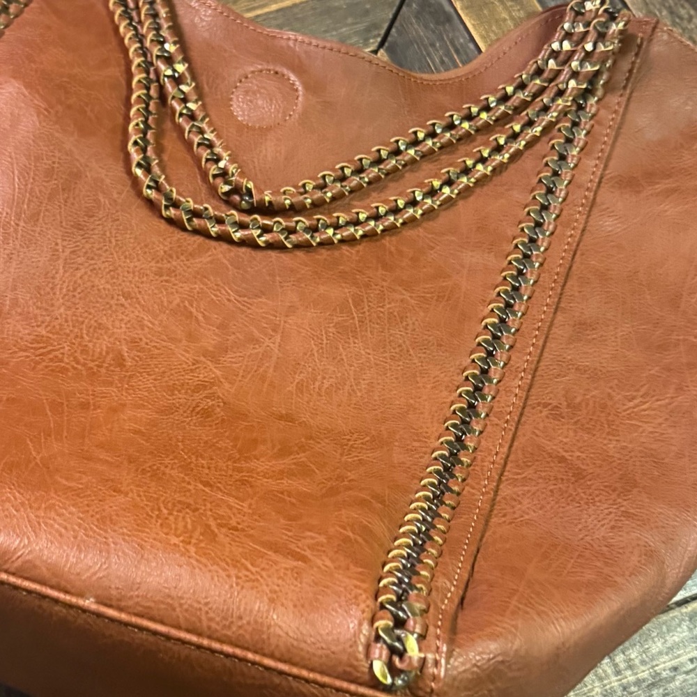 Altar'd State Brown Vegan Leather tote purse with pouch. - Picture 4 of 15